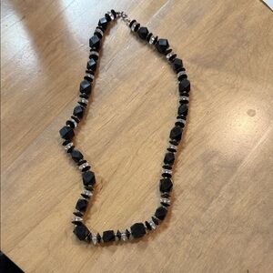 Elegant Black and Clear Beaded Necklace